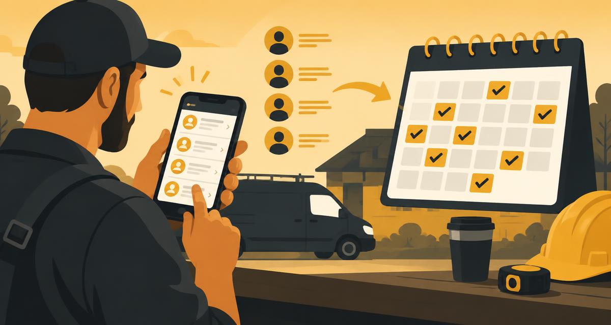Illustration of a contractor turning job inquiries into booked appointments